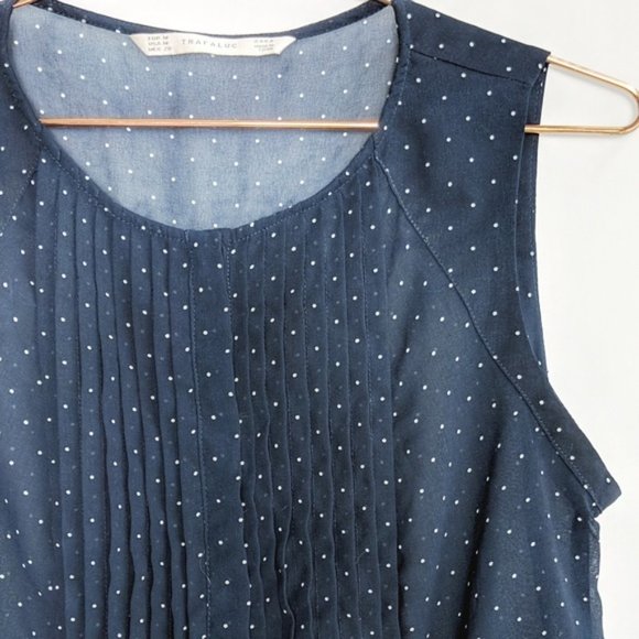 Zara • Trafaluc Polka Dot Pleated Blouse - Picture 3 of 8